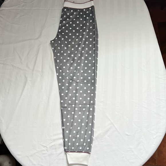 Pj Salvage Velour Lounge/PJ Pant. Grey with White Polka Dots and Port Trim, Lg. - Picture 12 of 16